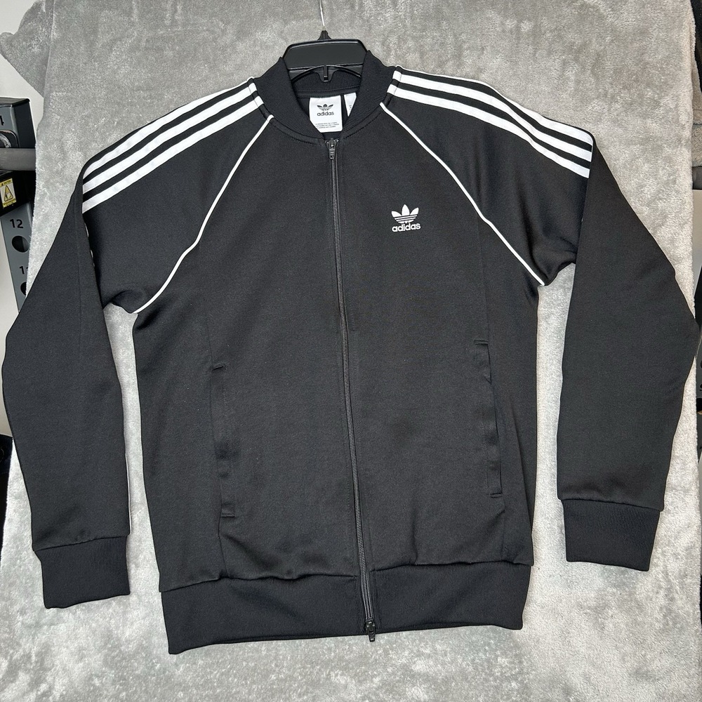 Adidas Men's Track‎ Jacket Size M Black White Stripes Zip Up Originals Superstar